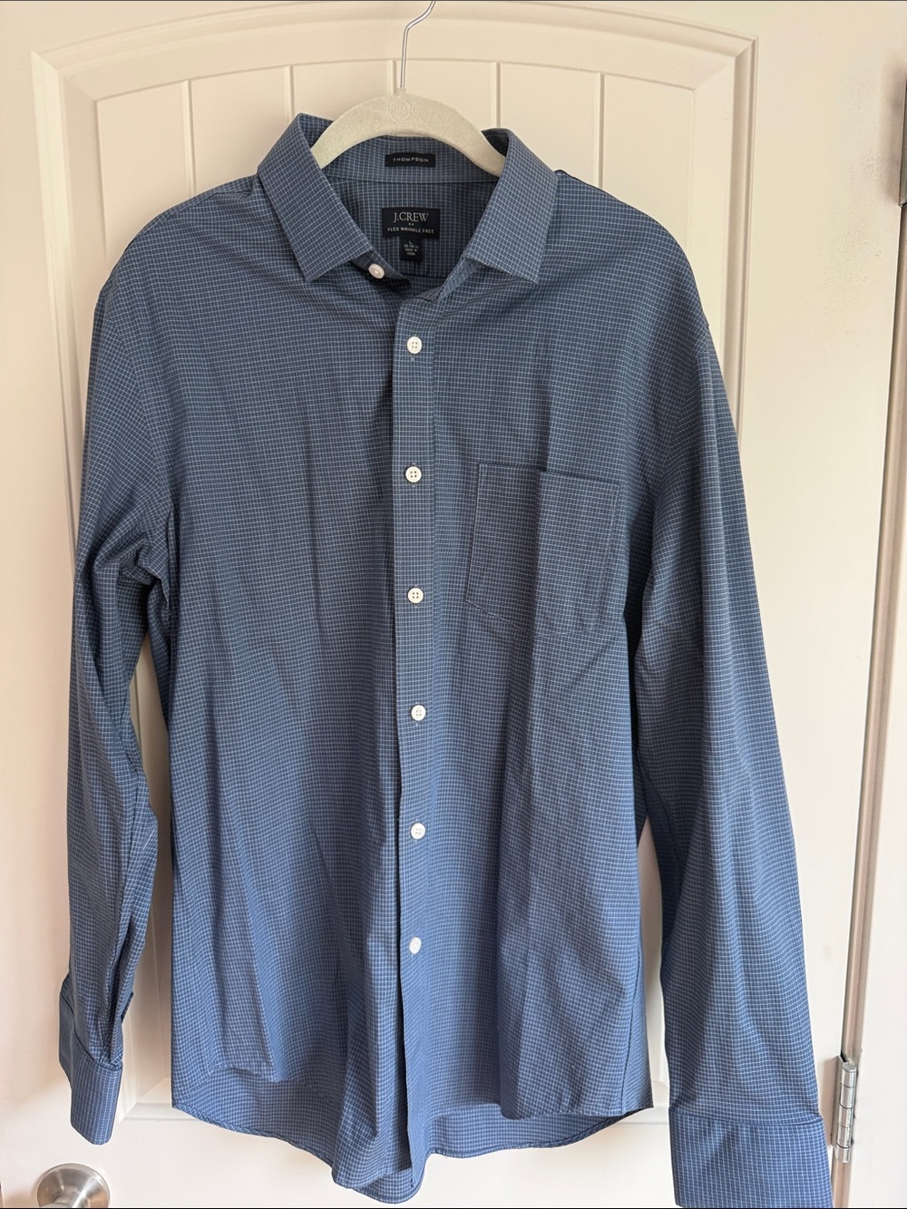J. Crew Men's Slim Fit Small-Check Blue Dress Shirt